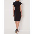 New Fashion Black Pencil Dress With Draped Side DOM/DEM Manufacture Wholesale Fashion Women Apparel (TA5302D)